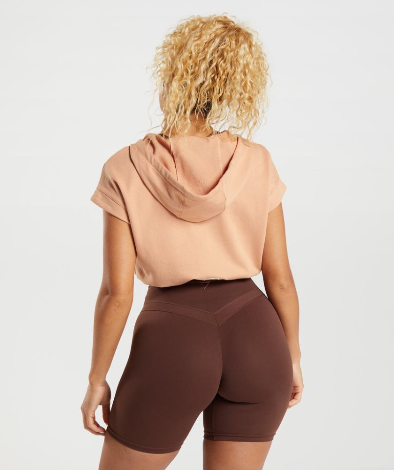 Gymshark Whitney Cropped Ujjatlan Női Kapucnis Pulóver Korall | HU-F-839
