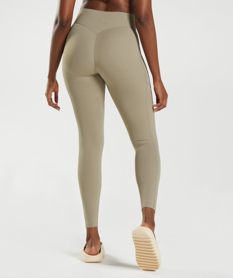 Gymshark Whitney Everyday Pocket Női Leggings Khaki | HU-W-725