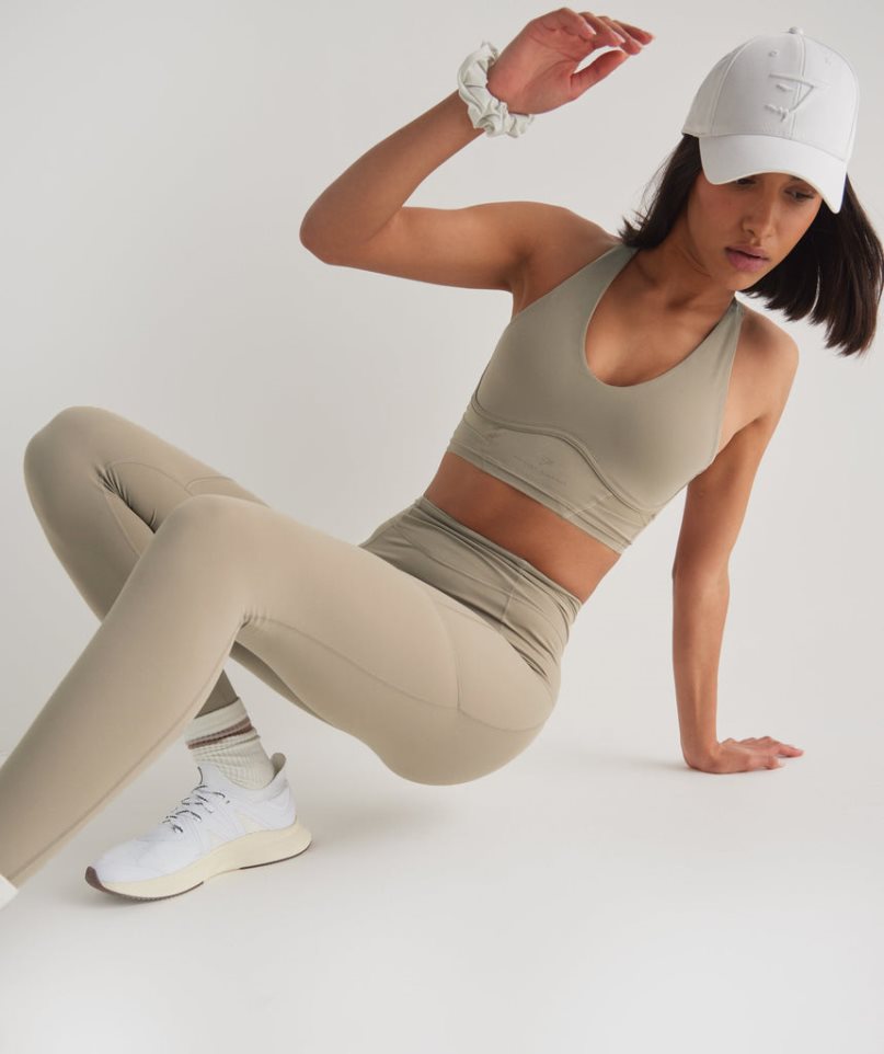 Gymshark Whitney Everyday Pocket Női Leggings Khaki | HU-W-725