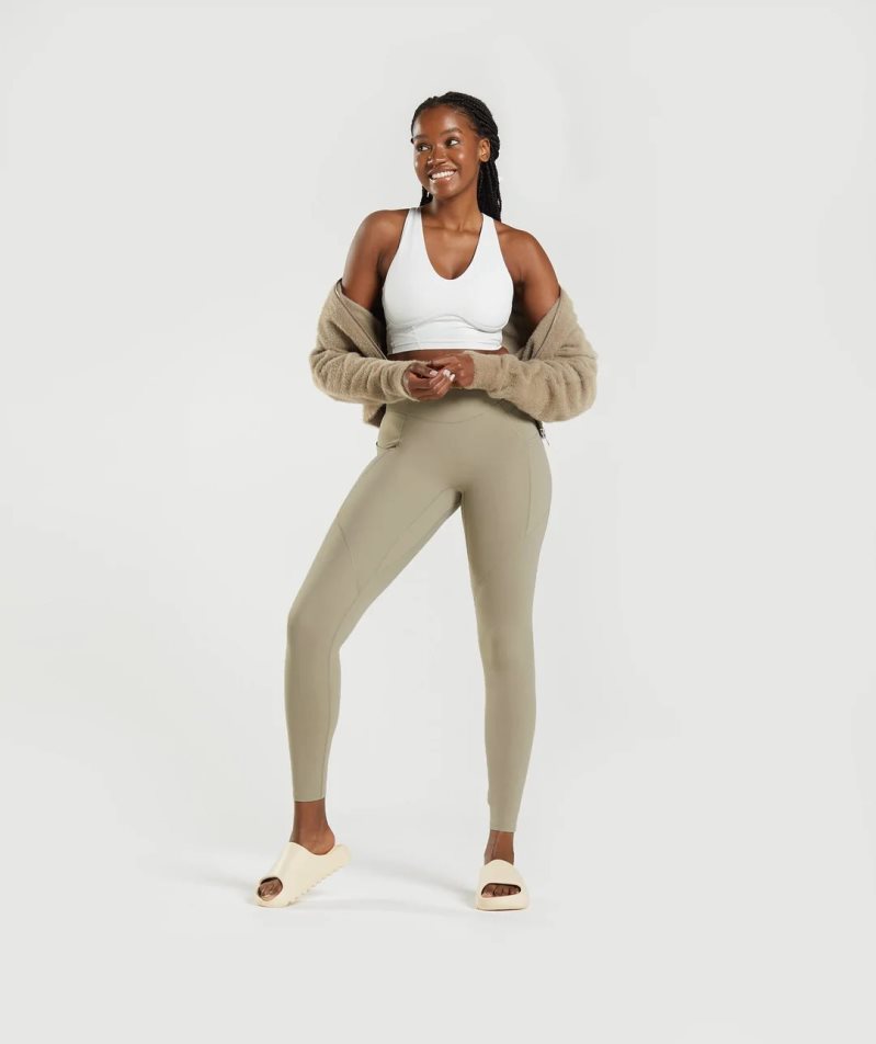 Gymshark Whitney Everyday Pocket Női Leggings Khaki | HU-W-725
