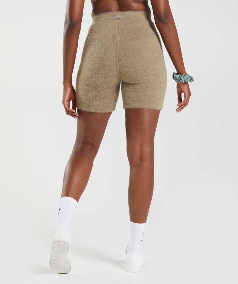 Gymshark Whitney Eyelash Knit Női Rövidnadrág Khaki | HU-U-238