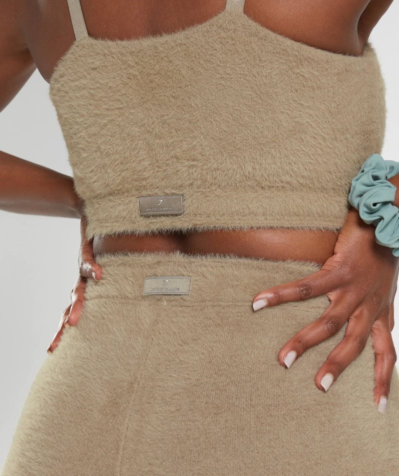 Gymshark Whitney Eyelash Knit Női Rövidnadrág Khaki | HU-U-238
