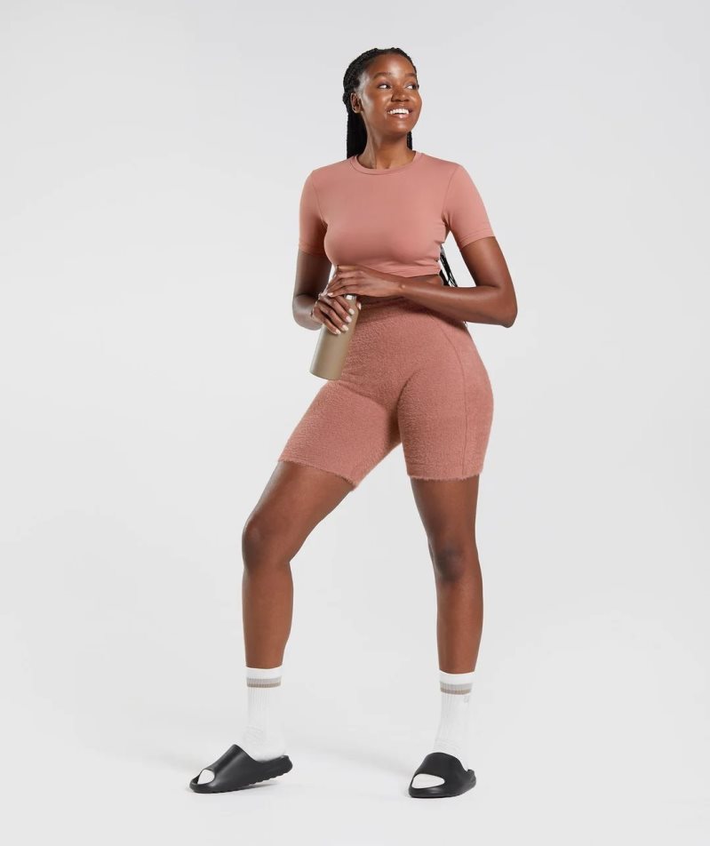 Gymshark Whitney Eyelash Knit Női Rövidnadrág Rózsaszín | HU-X-218