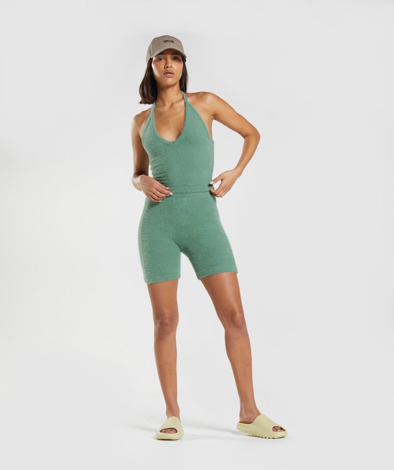 Gymshark Whitney Eyelash Knit Női Rövidnadrág Zöld | HU-Y-368