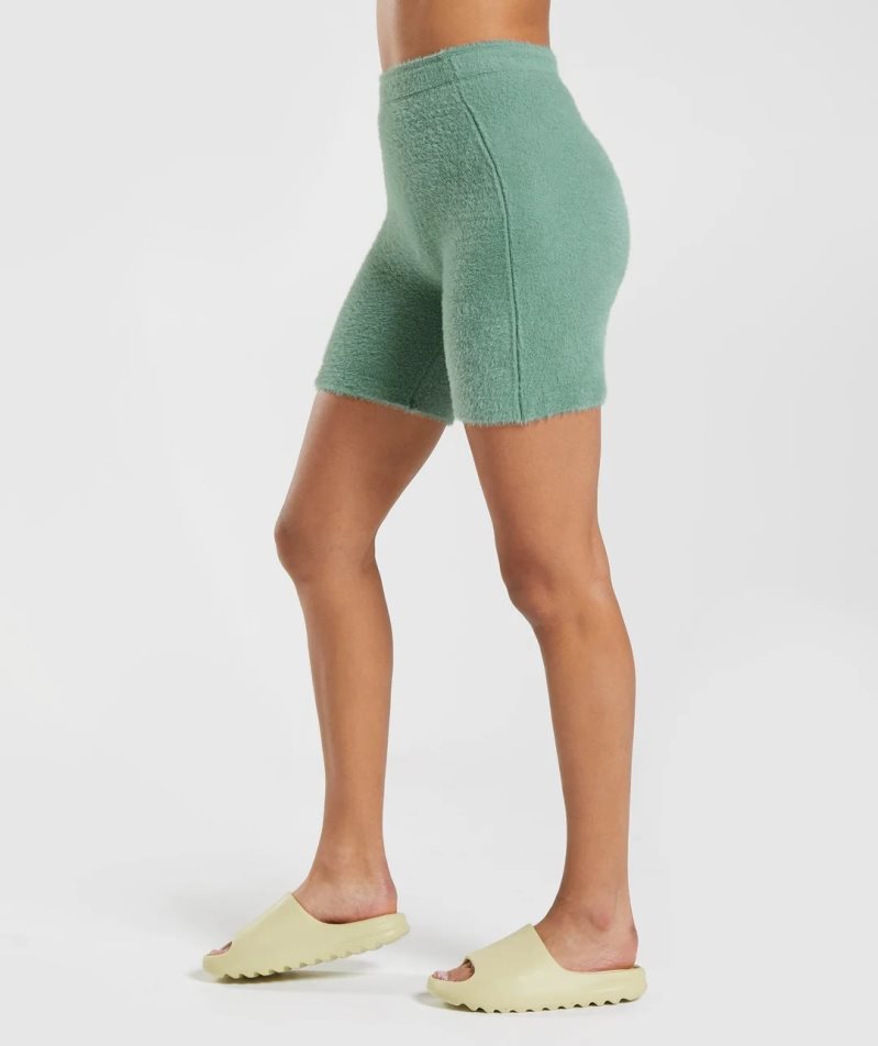 Gymshark Whitney Eyelash Knit Női Rövidnadrág Zöld | HU-Y-368