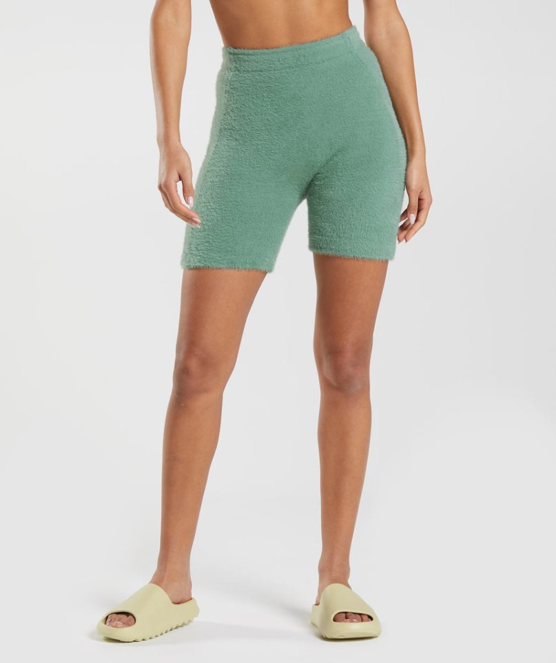 Gymshark Whitney Eyelash Knit Női Rövidnadrág Zöld | HU-Y-368