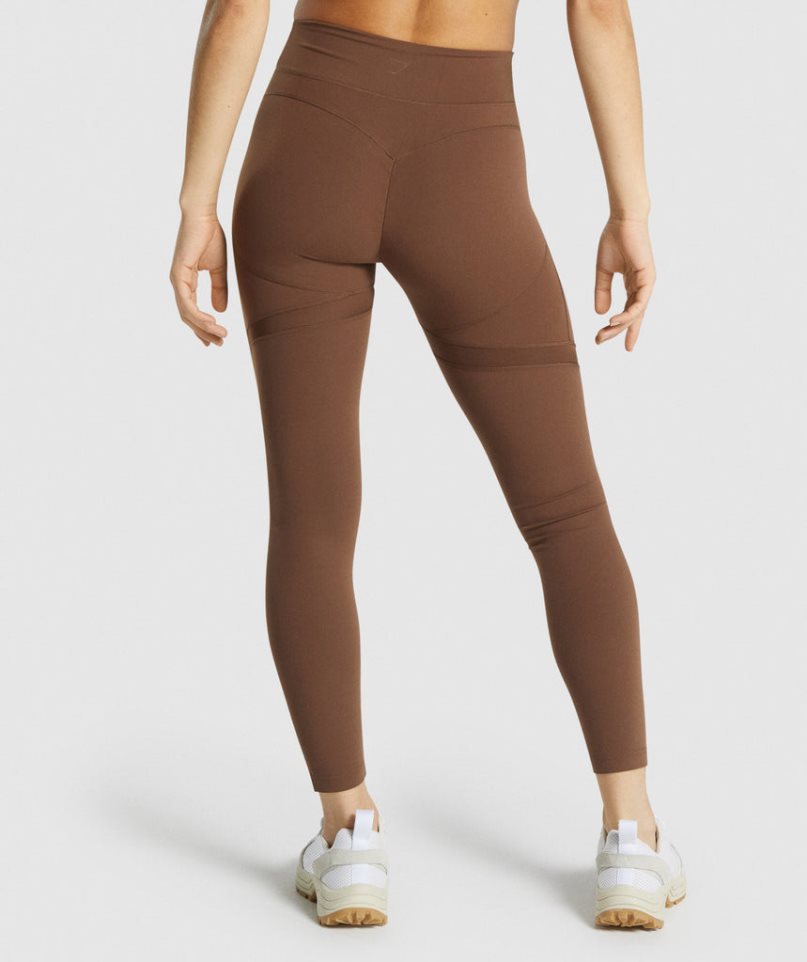 Gymshark Whitney Mesh Női Leggings Barna | HU-P-083