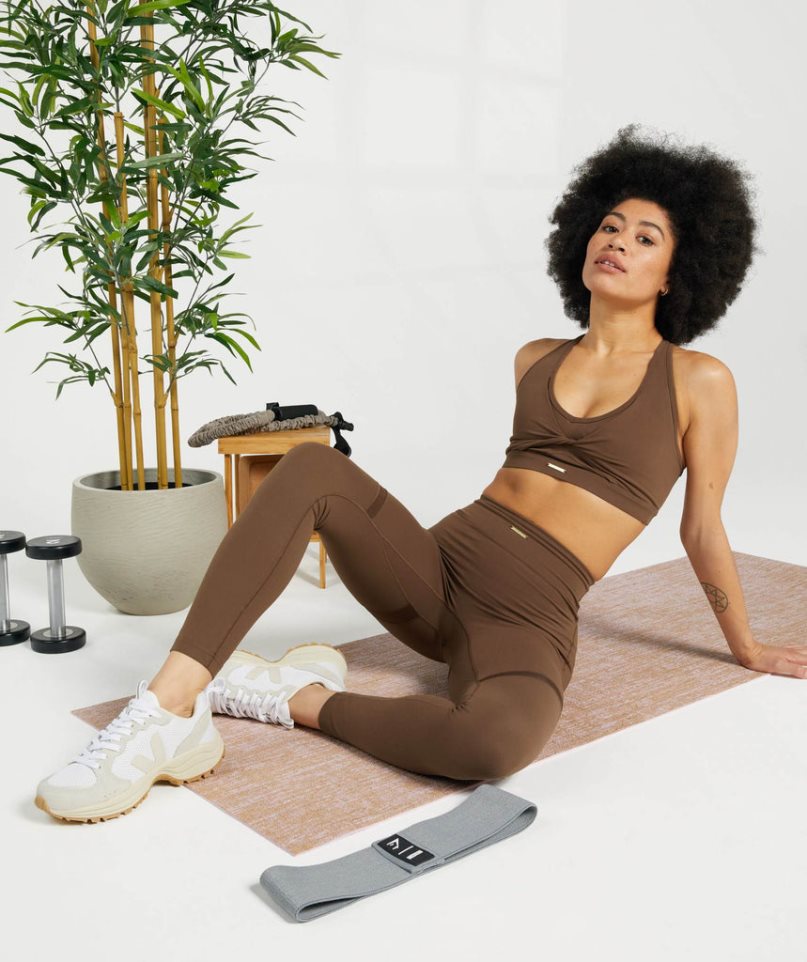 Gymshark Whitney Mesh Női Leggings Barna | HU-P-083