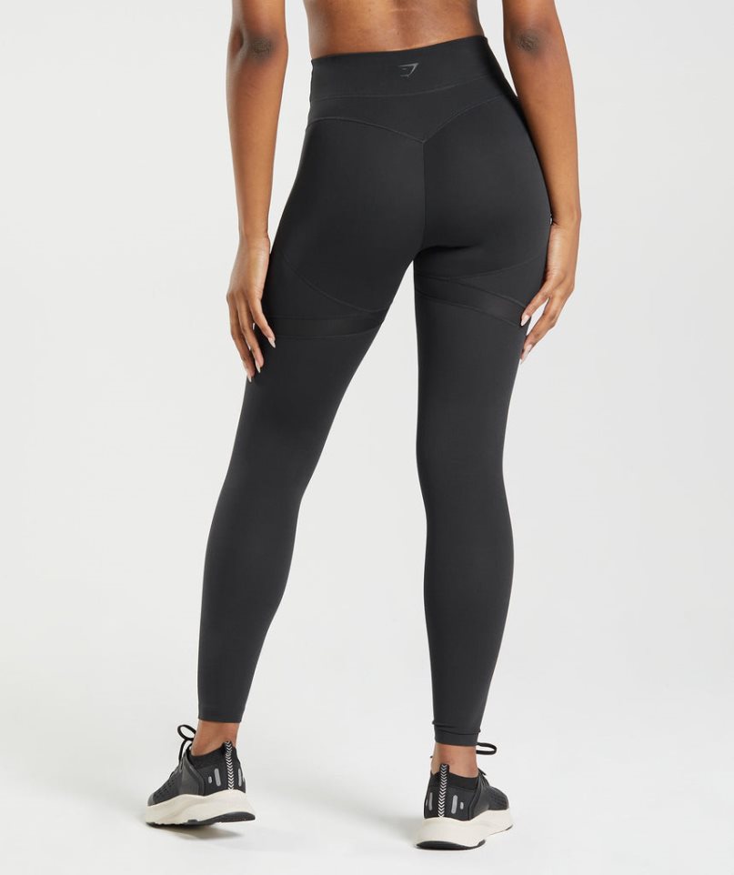 Gymshark Whitney Mesh Női Leggings Fekete | HU-O-589