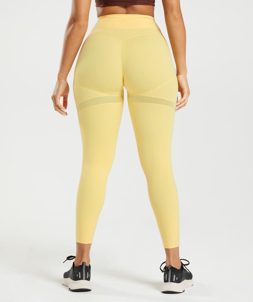 Gymshark Whitney Mesh Női Leggings Sárga | HU-K-349