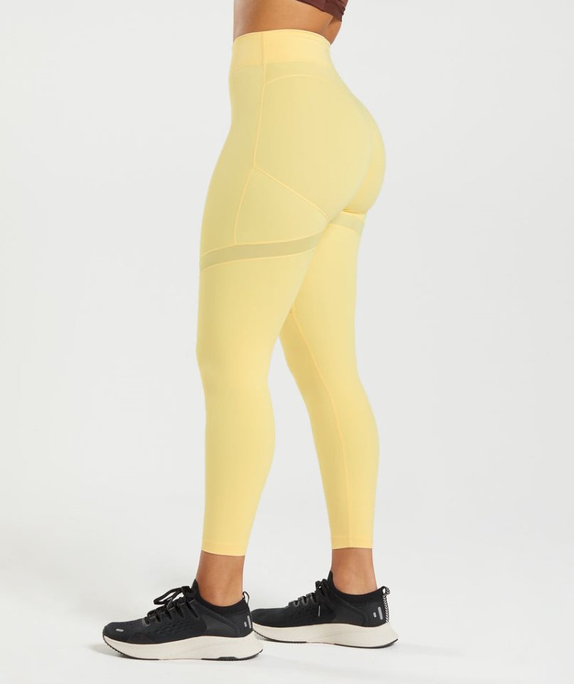Gymshark Whitney Mesh Női Leggings Sárga | HU-K-349