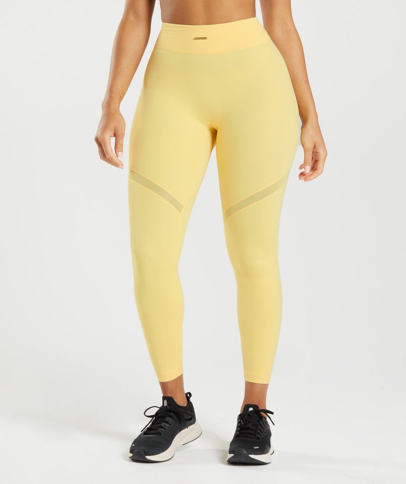 Gymshark Whitney Mesh Női Leggings Sárga | HU-K-349