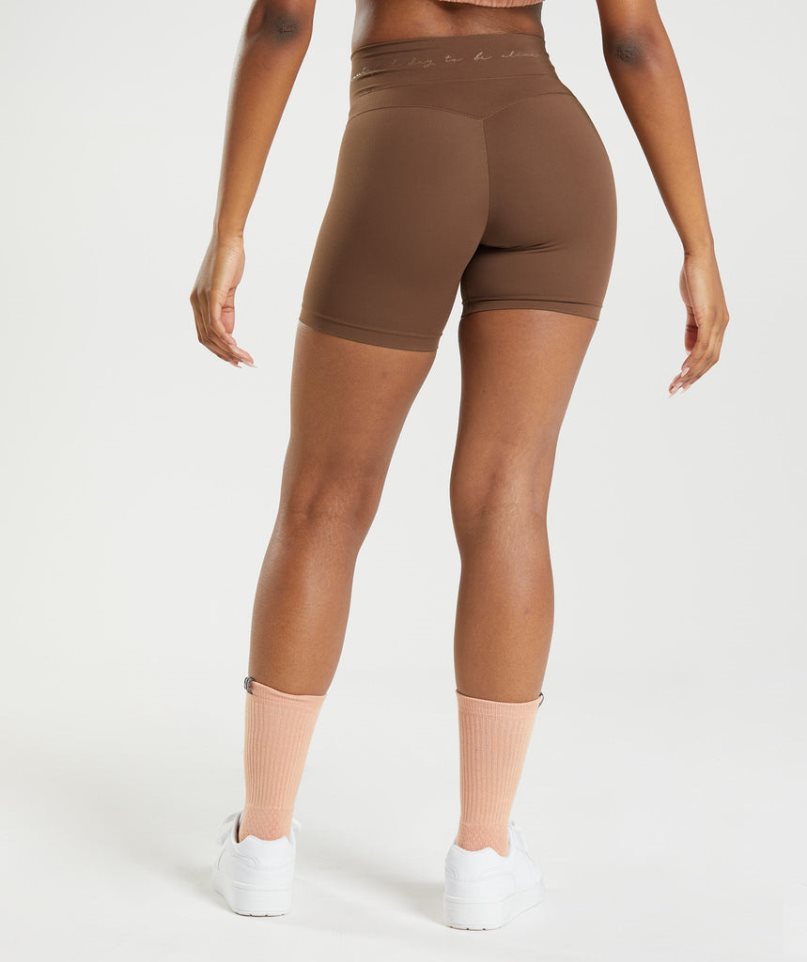 Gymshark Whitney Mesh Női Rövidnadrág Sötétbarna | HU-R-036
