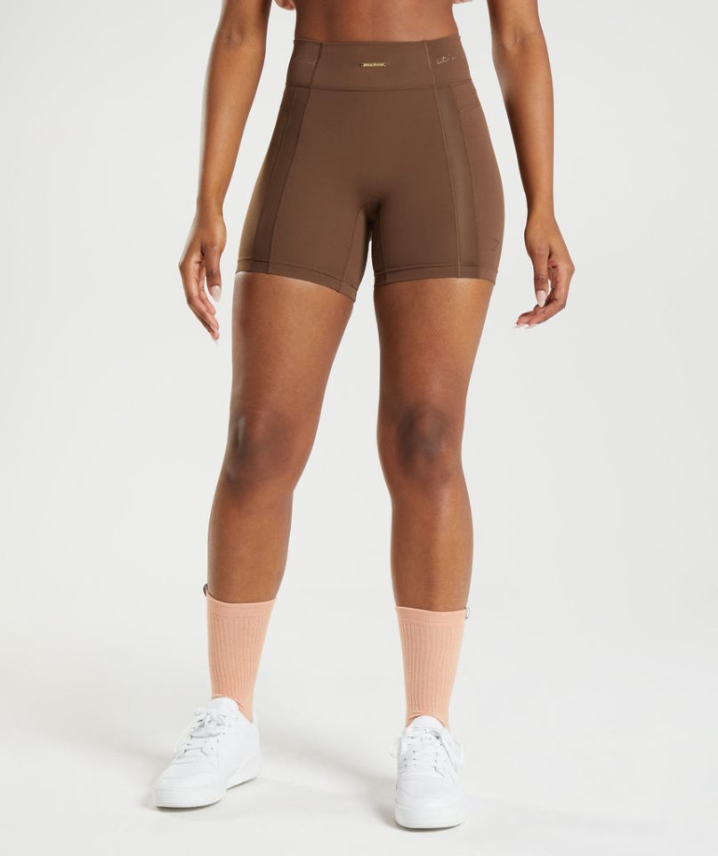 Gymshark Whitney Mesh Női Rövidnadrág Sötétbarna | HU-R-036