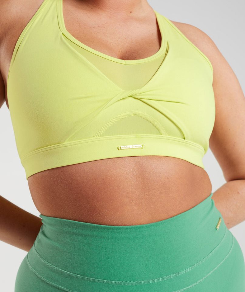 Gymshark Whitney Mesh Női Sportmelltartó Sárga | HU-U-921