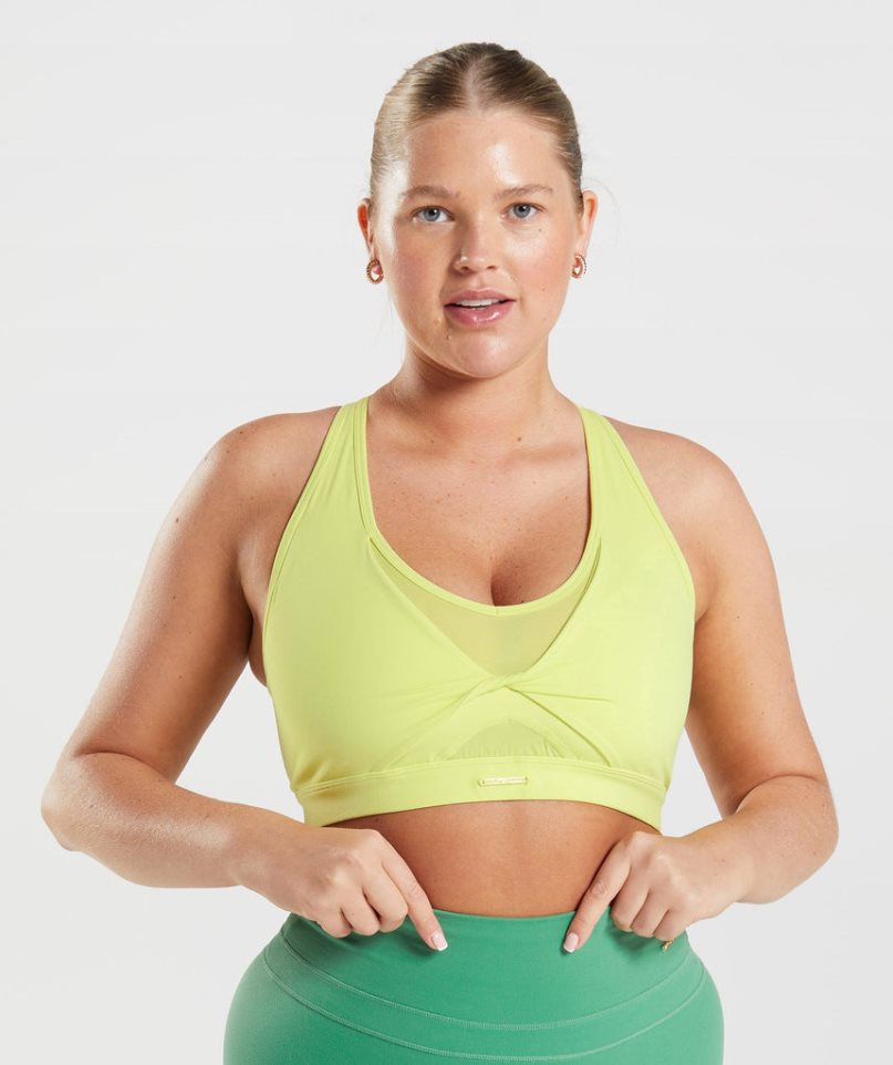 Gymshark Whitney Mesh Női Sportmelltartó Sárga | HU-U-921