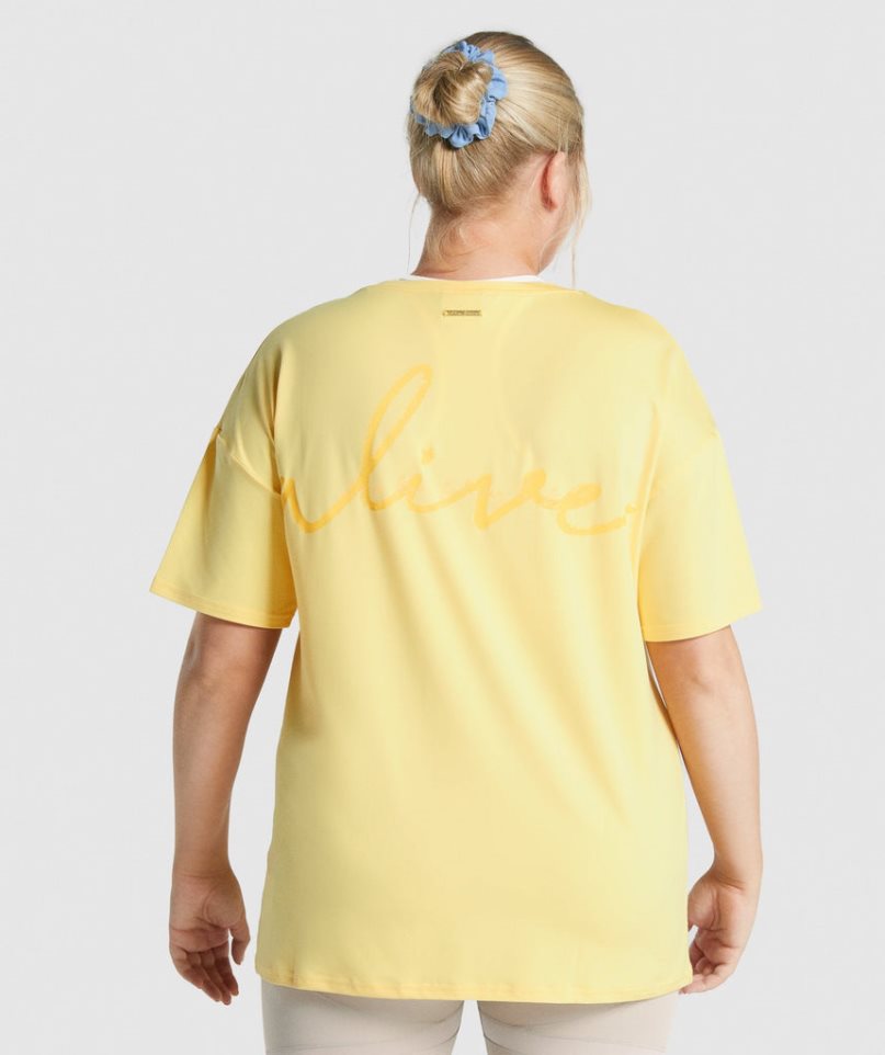 Gymshark Whitney Oversized Női Póló Sárga | HU-W-718