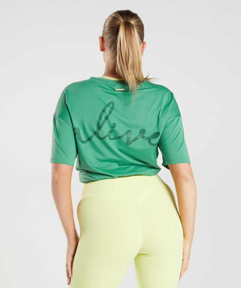 Gymshark Whitney Oversized Női Póló Zöld | HU-G-962