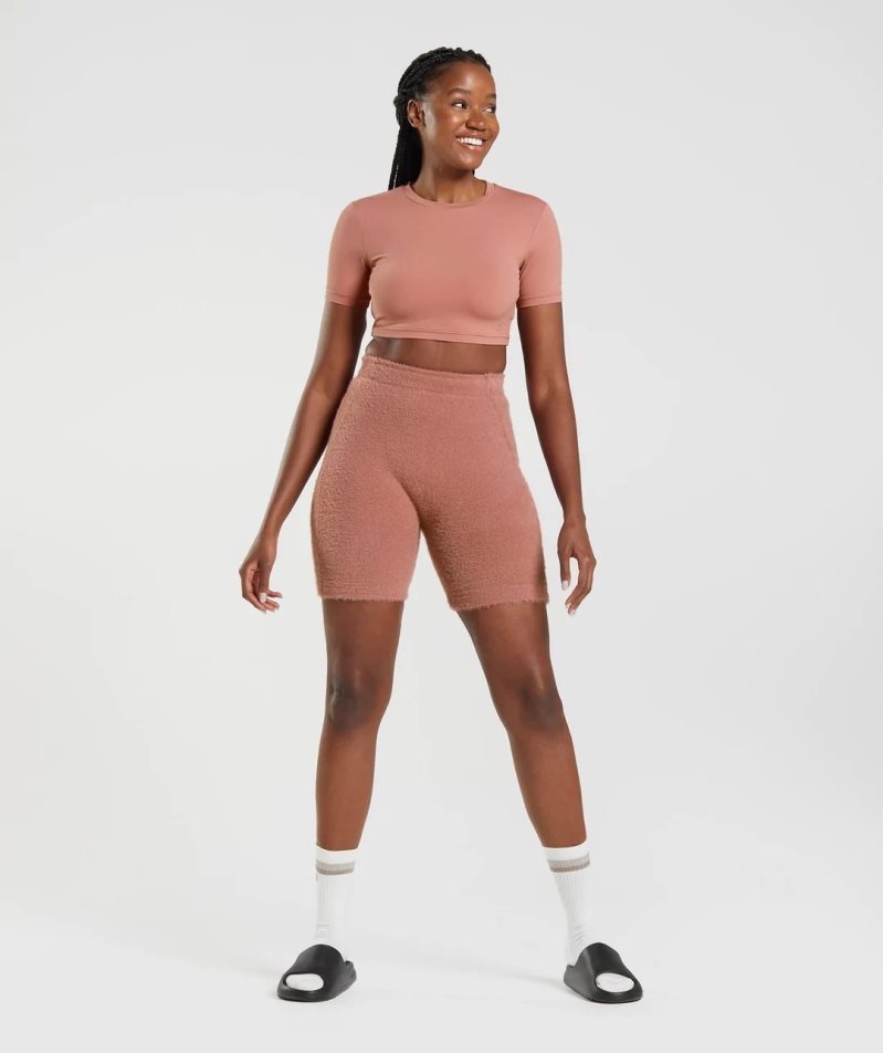 Gymshark Whitney Rövid Sleeve Női Vágott Felsők Rózsaszín | HU-G-380