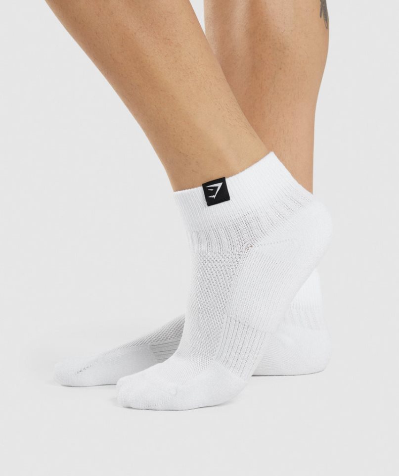 Gymshark Woven Tab Sneaker 3pk Zokni Fehér | HU-M-569