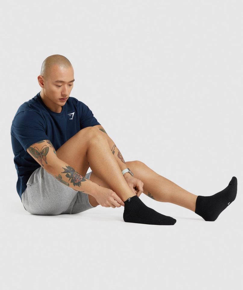 Gymshark Woven Tab Sneaker 3pk Zokni Fekete | HU-Y-054