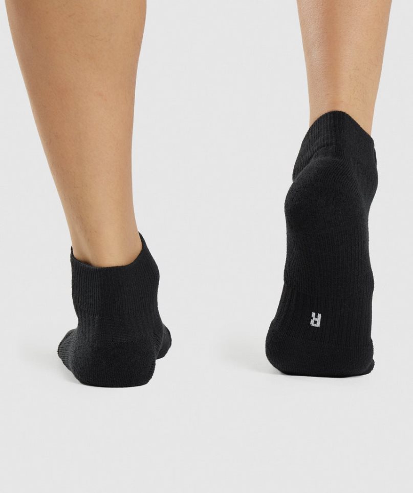 Gymshark Woven Tab Sneaker 3pk Zokni Fekete | HU-Y-054