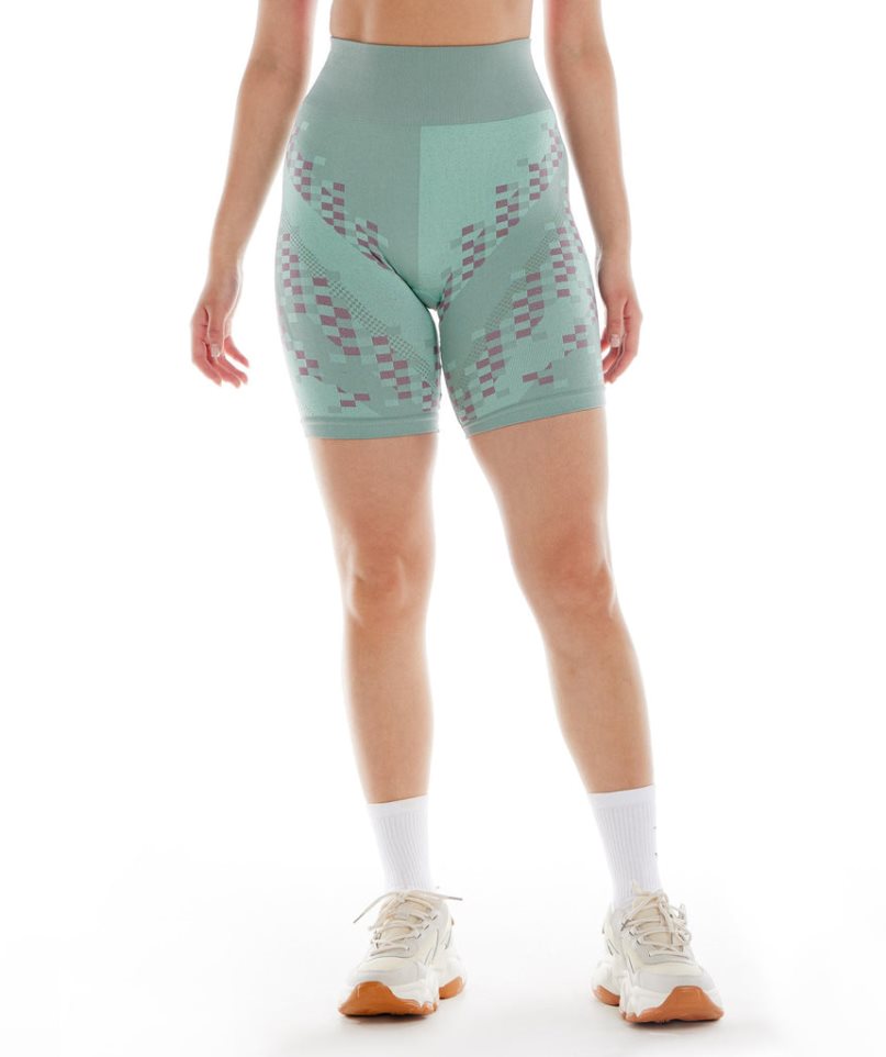 Gymshark Wtflex Cyborg Seamless Cycling Női Rövidnadrág Zöld | HU-X-623