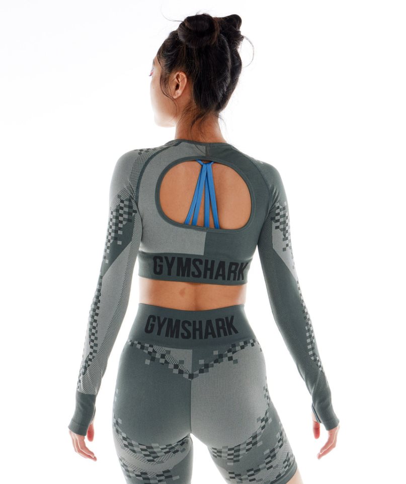 Gymshark Wtflex Cyborg Seamless Long Sleeve Női Vágott Felsők Szürke | HU-A-819