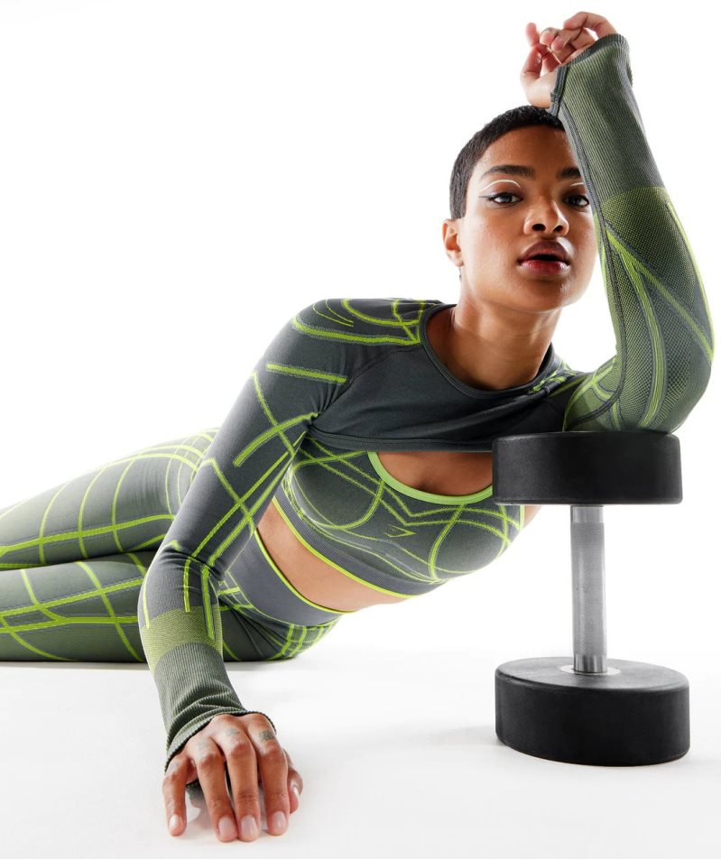 Gymshark Wtflex Linear Seamless Long Sleeve Shrug Női Pulóverek Zöld | HU-G-362