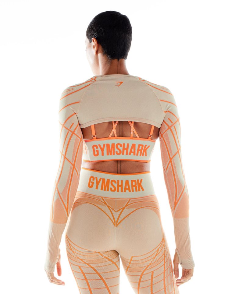Gymshark Wtflex Linear Seamless Long Sleeve Shrug Női Pulóverek Narancssárga | HU-W-215