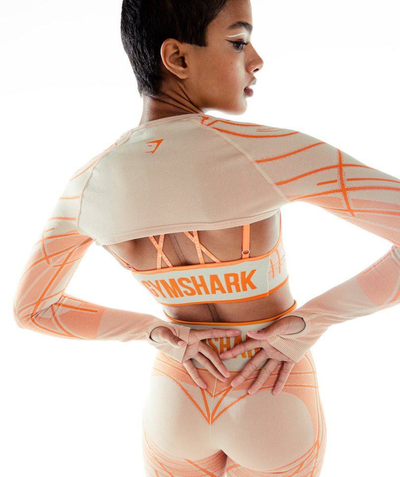 Gymshark Wtflex Linear Seamless Long Sleeve Shrug Női Pulóverek Narancssárga | HU-W-215