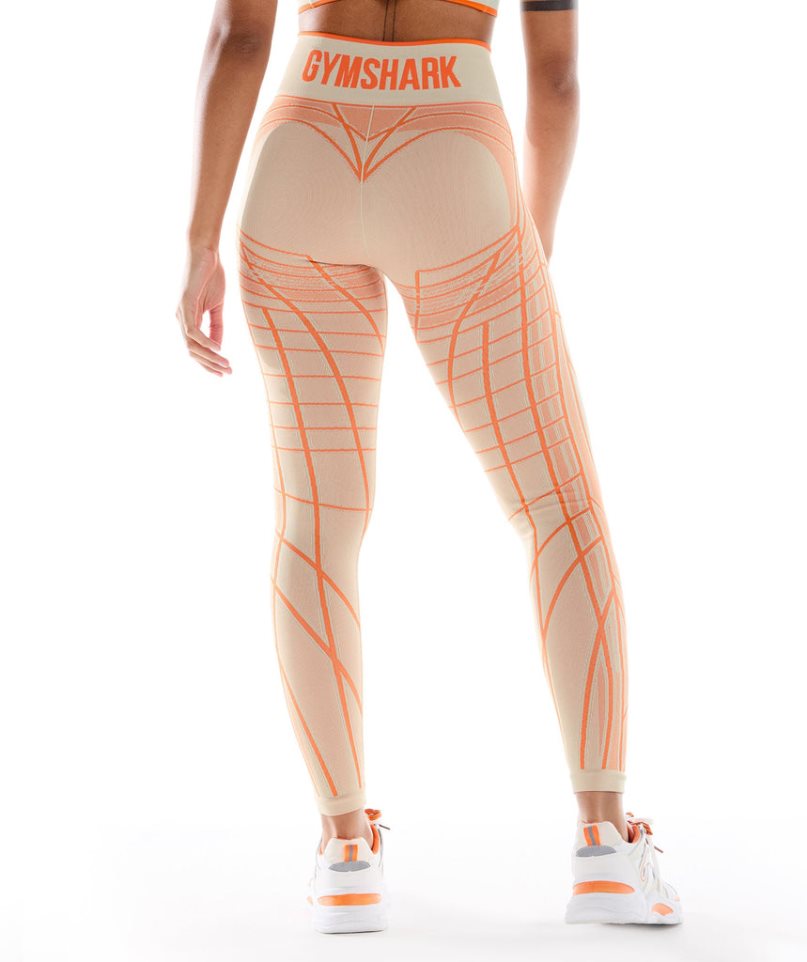 Gymshark Wtflex Linear Seamless Női Leggings Narancssárga | HU-H-703