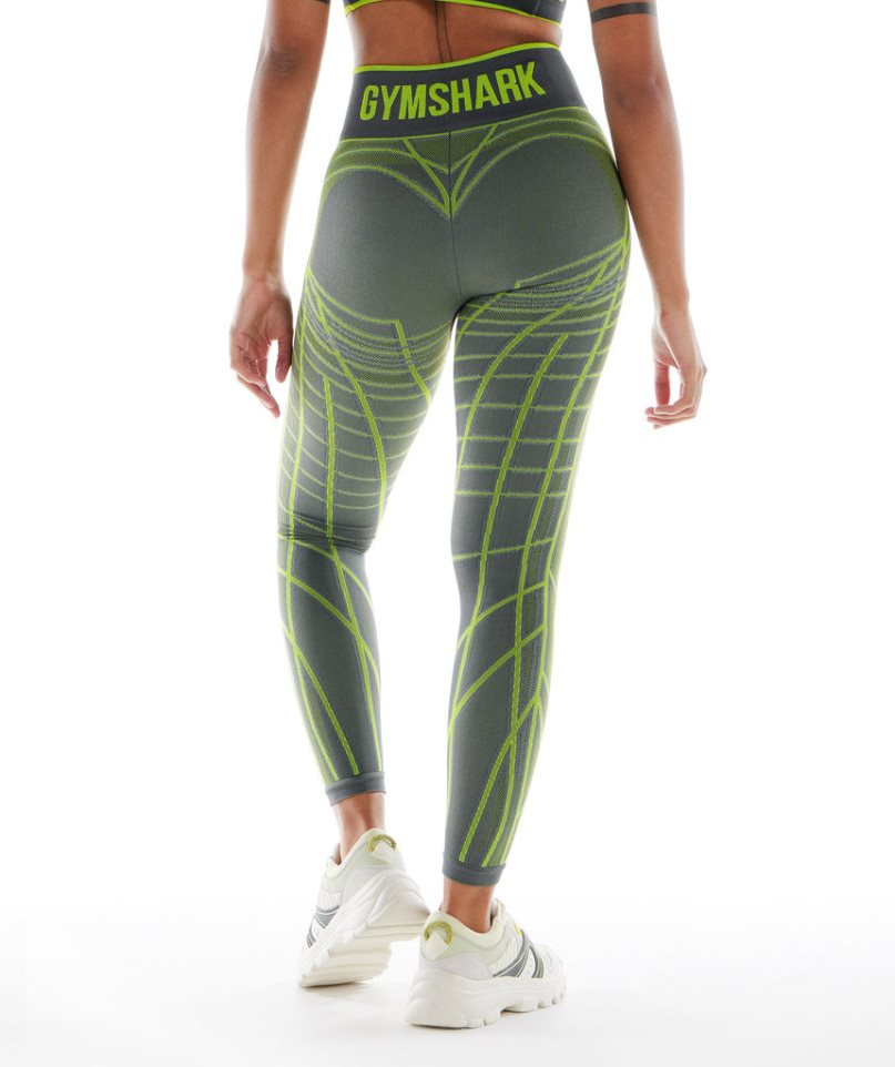 Gymshark Wtflex Linear Seamless Női Leggings Zöld | HU-T-258