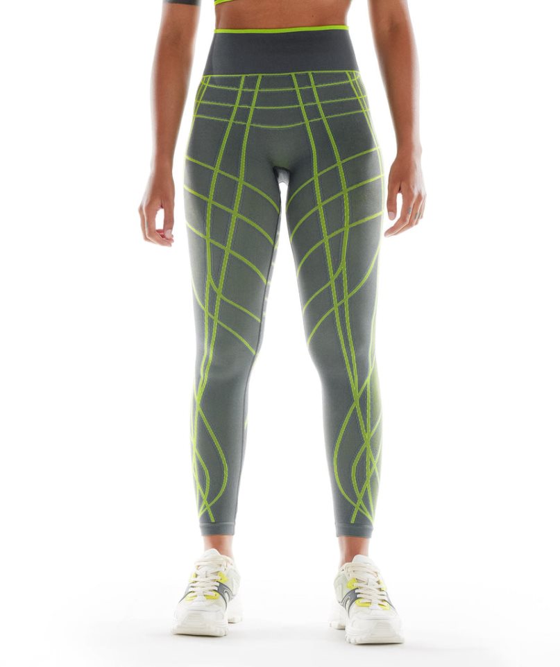 Gymshark Wtflex Linear Seamless Női Leggings Zöld | HU-T-258