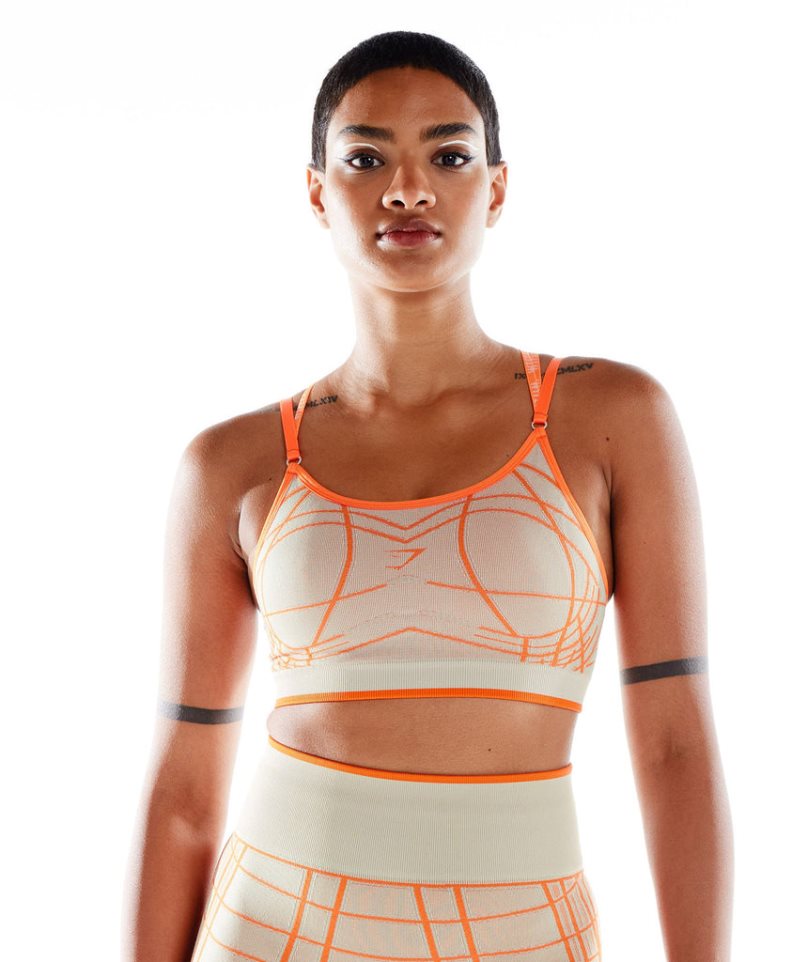 Gymshark Wtflex Linear Seamless Női Sportmelltartó Narancssárga | HU-G-452